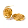 Boucles d'oreilles étalon Youthway 18K Gold plaqué simple en acier inoxydable Spirale irrégulière Bijoux à tendance imperméable des femmes 2024