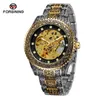 Polshorloges luxe kristal goud holle skelet mechanisch horloge mannen automatische vintage koninklijke mode gegraveerde auto pols horloges