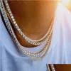 Tennis Gradueerden Mens Diamant Iced Out Out Ketting Necklace Sier Rose Gold Chains Hip Hop Moissanite kettingen Sieraden M 4 mm 5 mm Drop Delive Otnvj