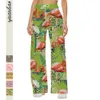 Damesbroek capris zomer kleurrijke rechte broek flamingoes mode dames oversized esthetisch patroon broek kunst harajuku elegante kleding y240429