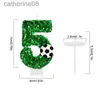 Candele per feste di calcio Candele Verde Sparkle 0-9 Numeri Topper Topper Childrens Soccer Sports Birthday Decoration Supplies D240429