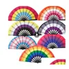 Party Gunst Rainbow Folding-fans LGBT Colorf Handheld fan voor vrouwen Men Pride Decoration Music Festival Events Dance Rave Supplies Dr Dhm80