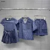Luxury Baby Jirt Blue Letter Print Princess Robe Taille 100-160 cm Kids Designer Vêtements Summer Set Set Girls Partydress 24Pril