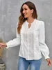Women's Blouses Shirts Cotton V-neck Long Slve Shirt White Lace Office Tops And Blouses Women 2024 Autumn New Petite XS Size Top Femme Shirts Blouse Y240426