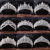 Tiaras zilveren kleur bruiloft haar accessoires luxe kristallen kroon tiara voor vrouwen kroon hoofdtooi bruids haar sieraden tiaras