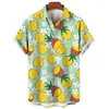 Herren lässige Hemden Hawaiian Tropical Obst Hemd für Männer Button Revers Kurzarm Sommer Männliche Kleidung 3D Ananas Banane gedruckte Bluse