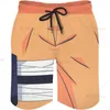 Mäns shorts tecknad orange blå cool sommarstrandbräda med fickor snabb torr surfing badstammar mesh foder ficka för män