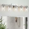 6 Modern Bathroom Vanity Lights Industrial Matte Black Bathroom Lighting with Transparent Glass - Ideal for Bathrooms, Living Rooms, Mirrors, and Corridors