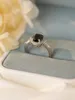 Mode Sterling 925 Silber Womens Ring mit schwarzem Edelstein und Zirkonsimple -Design cooler Stil 240424