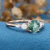 Texture in pietra da 8 mm naturali unica diversa anello fiorito agata di molo verde per donne dono in argento sterling jwelry 240416