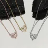 Hartketting met diamanten uitpuilende dames roestvrij staal paar hanger gouden zilveren rozen sieraden op de nek valentijnsdag cadeau accessoires groothandel met doos