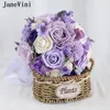 Fleurs de mariage Janevini Lilac Purple Bridal Flower Bouquet Artificial Silk Rose Bouquets Bride Decoration Cintas Para Ramos de Novia