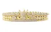 3PCSSet Luxury Gold Beads Royal King Crown Dice Charm CZ Ball Armband Herr Fashion Armband Bangles For Men Jewelry1289041