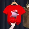 T-Shirts Kinder Kirby Superstar T-Shirt Set für Kinder und Mädchen Cartoon T-Shirt Anime Sommer Jungen Kleidung Mädchen O-Neck Kurzarm Giftl2404