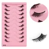 False Eyelashes Half Lashes Cat Eye 3D Faux Mink Lashes Curling 10mm Volume Short Wispy Natural Look Eyelashes Clear Band 10 Pairs/set LL