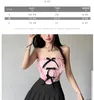 Kvinnors tankar 2024 Spring New Pink Sweet Gentle Sweet All-Match Sexig Hot Street Cool Women's Thin Breatble Frayed Chest Wrapping Vest