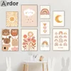 Boho Rainbow Cloud Moon Sun Heart Nursery Wall Art Canvas Pintura Carteles y estampados nórdicos Fotos de niños Decoración del hogar 240426