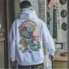 Erkek Hoodies Sweatshirts Moda Erkekler Serin Erkekler Hip Hop Hoodies Japon Sıradan Sweatshirt Sokak Giyim Erkekler Kadın Gevşek Külot Harajuku Şeytan Hoodie D240429