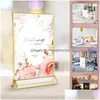 Frames 6Pcs Acrylic Sign Holder Clear Double-Side Display Stand Gold Border Table Flyer 4 X 6Inch/5X7Inch Mtipurpose Menu Drop Deliv Dhsdm