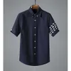 TB JL Shirt Fashion Label Oxford Spinning Shirt Double Sleeved Animal Embroidery Shirt Casual Short Sleeved Shirt Unisex