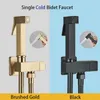 Brushed Gold Brass Bidet Faucet Single Cold Water Tap Handheld Bidet Spray Shower Set Toilet Shattaf Sprayer Hygienic Shower 240411