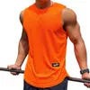 Camiseta de camiseta top elegante de verão fitness fitness masculino rápido secagem sem mangas cor sólida cor tina confortável 240425