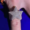 Anpassade S925 Silver Iced Out Star Ring Chunky Gold Plated VVS Moissanite Diamond Index Cuban Fashion Jewelry Rings for Men