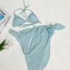 Frauen Badebekleidung sexy Stringhalter Bikini Dreieck Badeanzug Tanga Y2K Wrinkle Vertusch