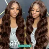 Perruques synthétiques 30 36 pouces 250 Densité Brown Brown Body Wave 13x4 Lace Front Heuvain Wig Brésilien coloré brésilien 13x6 femelle Q240427