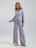 Pantaloni da donna a due pezzi Caldo 2 pantaloni per donne set di maniche lunghe e maglione in uscita da pista Chic