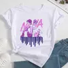 T-shirts nana Japanse anime zomer crop top dames hartvormige t-shirt zwarte korte mouwen casual Harajuku t-shirtl2404