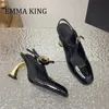 Kvinnor Patent Leather Mary Jane Pumpar Fashion Round Toe Slingback Pumpar Elegant Ankel Buckle Strap High Heels Runway Shoes 240423