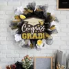 Decorativa Flores de grinaldas de graduação com parabéns assinar a mola artificial para a porta