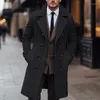 Trench maschili da uomo Blazer Woolen Coat Uomini Vintage Curno Down-Down Double Sfrilla Bullo lungo Giacca lunga Mens Sooldoming Fashion Fashion Fashion Solid