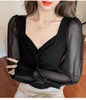 Dames truien temperament trui kleding patchwork chiffon jumper slank fit pull femme vintage mode pullovers tops