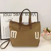 Mui Mui Bag Tote New Lady Canvas Tote Bag Large Handbags Designer Bag Totes Women Shop Cross Body Purse Miui Bag Fashion Suede Brown Bea3607