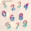 Bougies 0-9 Numéro Couleur Gradient Bougies Anniversaire Digne Digital Decoration Topper Wedding Baby Shower Birthday Célébration Party Decor D240429