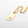 Hanger kettingen Classic Square Hollow Cross Military Plate roestvrijstalen hanger ketting voor mannen trend punk dubbele hanger ketting sieraden y240420