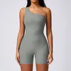 AL-195 Women Summer Oblique One-Shoulder Exercise Tight-Fitting Fitness Jumpsuit Female Thread Elastic Beauty Back One-piece Yoga Clothes