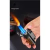 Vente chaude en métal torche de cigare butane plus léger 4 flamme de jet-flamme avec le vent sans gaz rechargeable à flamme forte plus légère