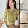 Polos Polos Polg Neck Printemps Automne à manches longues Couleur solide Imitation en laine tricot Office Formal Sweater Basic Style Cardigan Top