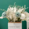 Flores secas Flores artificiales Bouquet Rosa sosteniendo bulrush Flower Pampas Grass Plass Plases Falas para la sala de estar de boda Decoración de la mesa de la sala de estar de boda