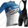 Jersey de ciclismo Maillot Ag2r Conjunto de manga curta France Roupas azul Mans Road Bike Camisões Term