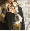 Bandanas Love Plaid Scarf Female Autumn Winter Cute Versatile Warm Tassel Korean Retro Students Heart