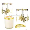 Kaarsenhouders Home Decor Birthday Party Tea Light Christmas Tree Bloem Valentijnsdag Wedding Roterende houder Golden Candlestick D DHK0V