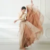 Skirts Chinese Classical Dance Skirt Lady Elegant Chiffon Flowing Double Layer Large Swing Stage Performance Dress