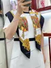 Tasarımcı Harfleri Baskı Çizgili İpek Eşarp Kafa Bandı Kadın Moda Uzun Saplı Eşarp Omuz Tote Bagaj Kafa Sargılar Kare