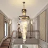 Hotel Villa Duplex Woonkamer Postmoderne Crystal Luxe Kroonluchter Designer Creatieve taps toelopend Crystal Long Kroonluchter