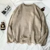 Męskie swetry Crewneck pullovers Hippie Czarny Knit Sweter Mężczyzna okrągły kołnierz Brązowe zabawne dzianiny koszulka potu nad dopasowaniem rozmiarów plus rozmiar