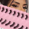 False Eyelashes Half Lashes Cat Eye 3D Faux Mink Lashes Curling 10mm Volume Short Wispy Natural Look Eyelashes Clear Band 10 Pairs/set LL